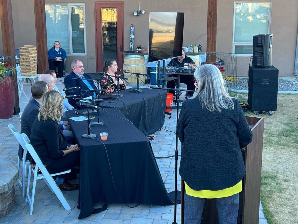 Rural Mental Health panel featuring Robin Reedy, Norah Lusk, Dr. Rob Bryant, Paul Ward, Matt Walker, Fergus Laughridge, and Valerie Cauhape Haskin.